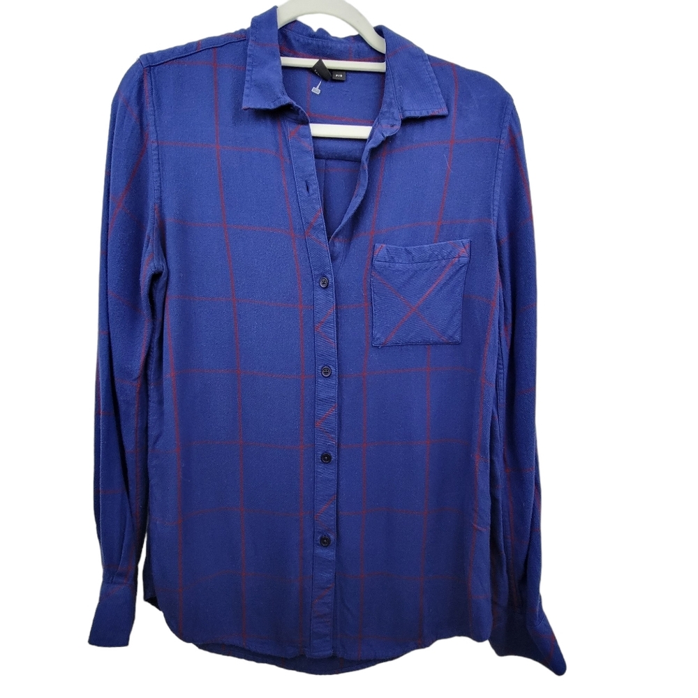 Simons Icone Blue Flannel Top Size Small